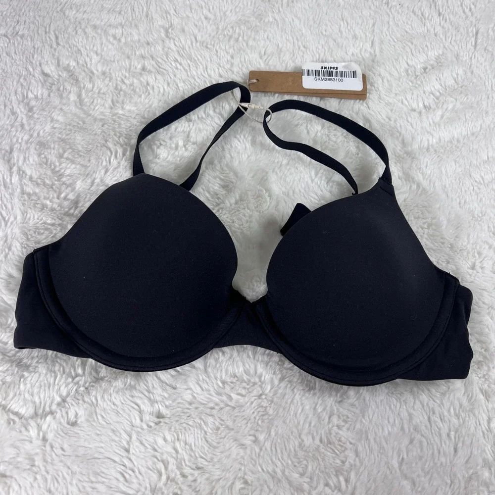 SKIMS Fits Everybody T-Shirt Bra Onyx Black BR-UWR-2294 Underwire Size 30C NEW